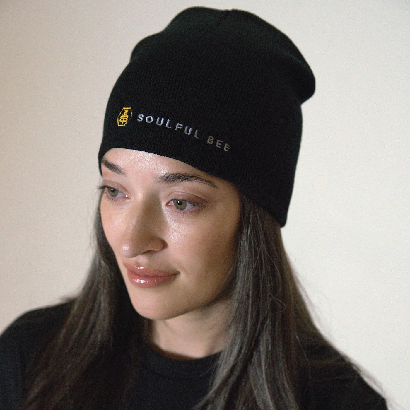 Black Beanie with Gold Soulful Bee Logo