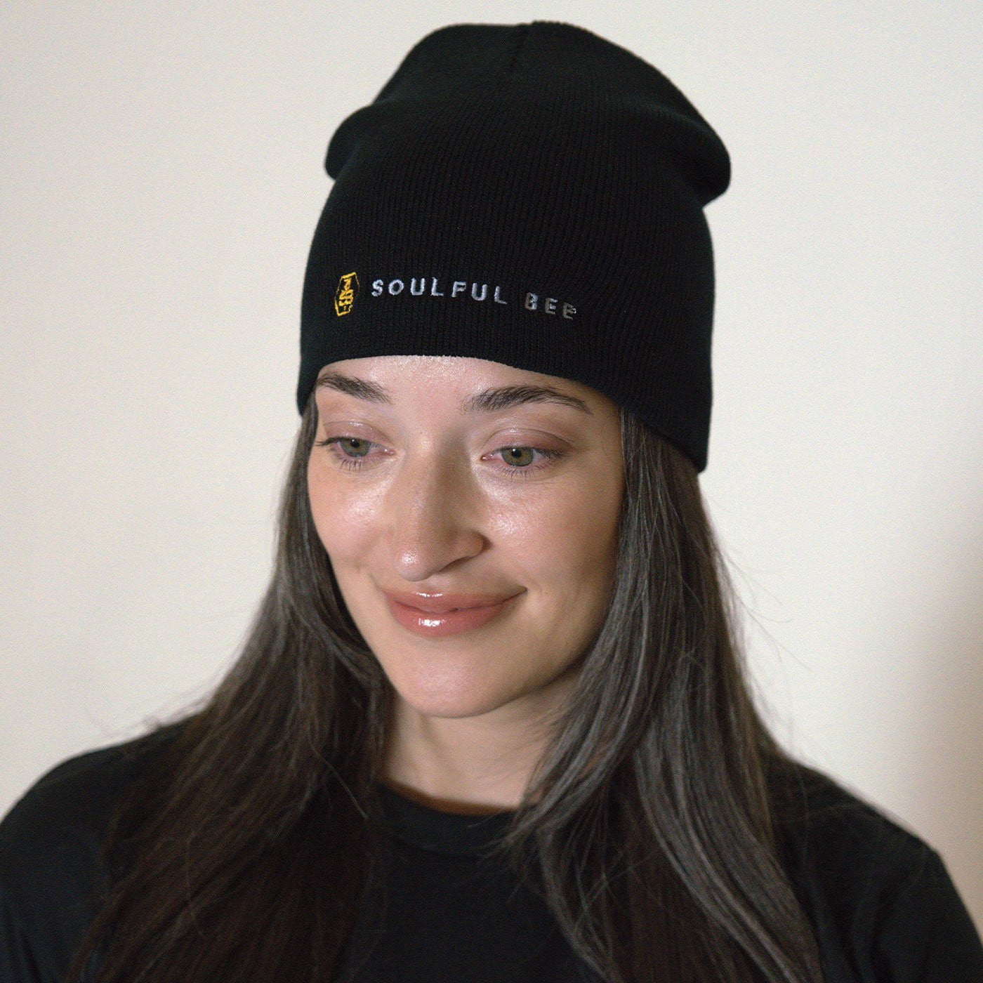 Black Beanie with Gold Soulful Bee Logo